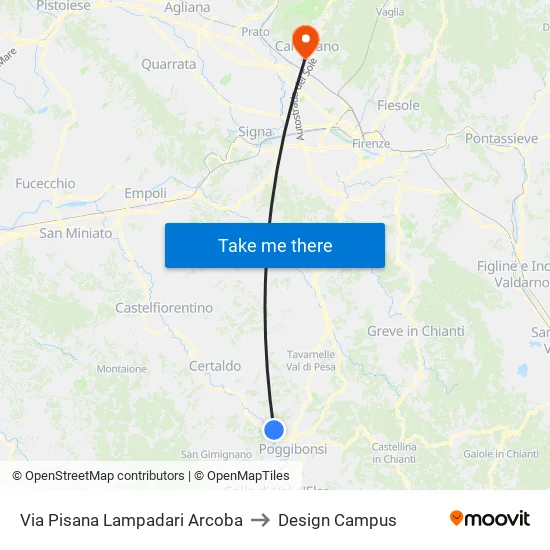 Via Pisana Lampadari Arcoba to Design Campus map