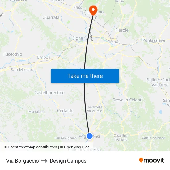 Via Borgaccio to Design Campus map