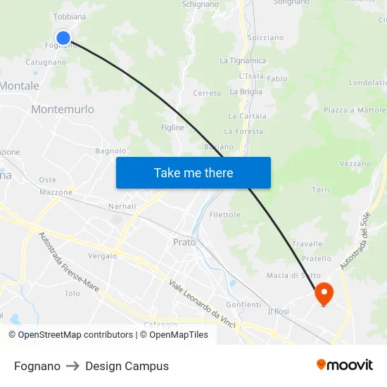 Fognano to Design Campus map