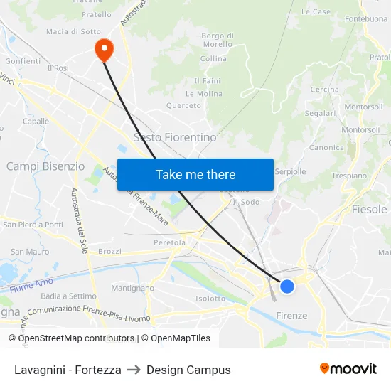Lavagnini - Fortezza to Design Campus map