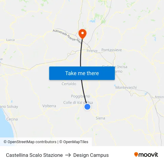 Castellina Scalo Stazione to Design Campus map