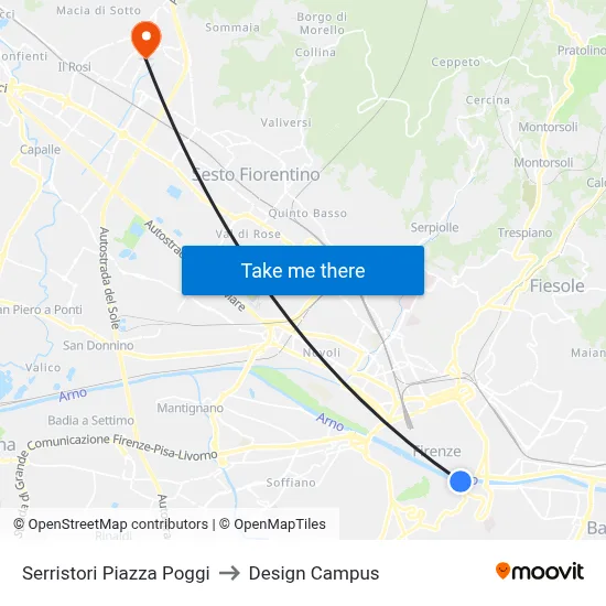 Serristori Poggi Square to Design Campus map