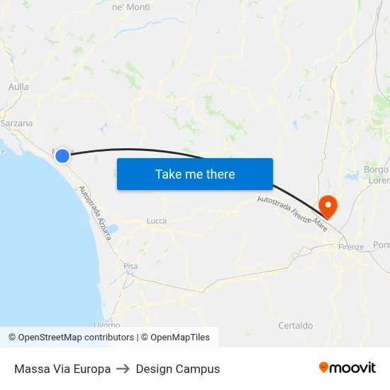 Massa Via Europa to Design Campus map