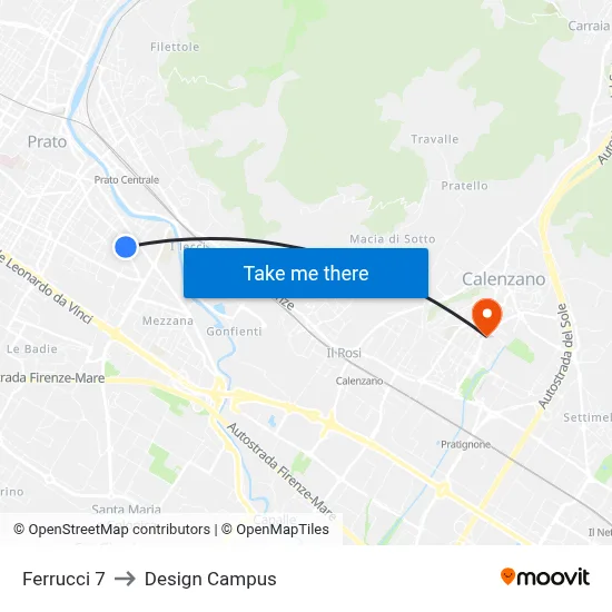 Ferrucci 7 to Design Campus map