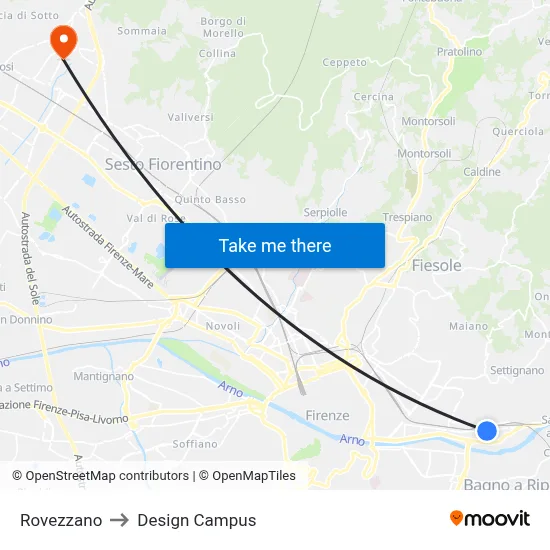 Rovezzano to Design Campus map