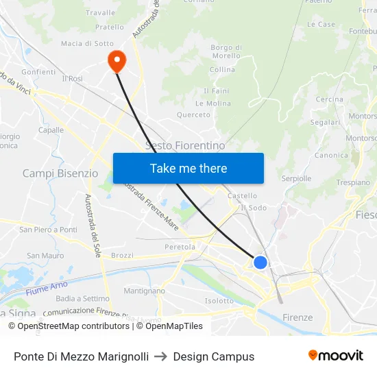 Ponte Di Mezzo Marignolli to Design Campus map