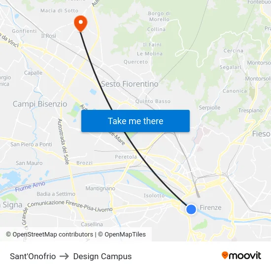 Sant'Onofrio to Design Campus map