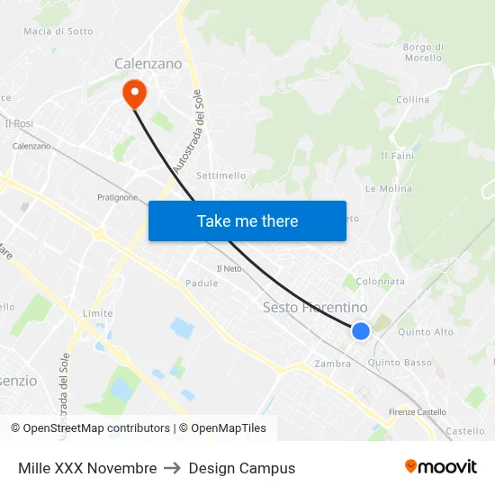 Mille XXX Novembre to Design Campus map