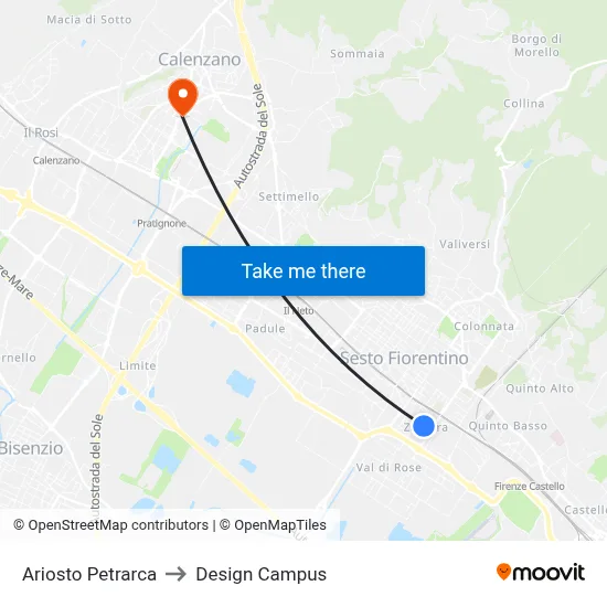 Ariosto Petrarca to Design Campus map