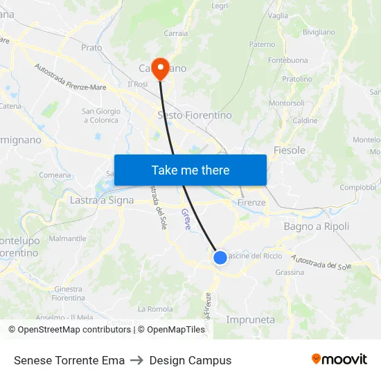 Senese Torrente Ema to Design Campus map