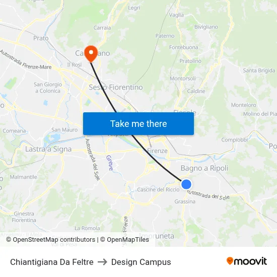 Chiantigiana Da Feltre to Design Campus map