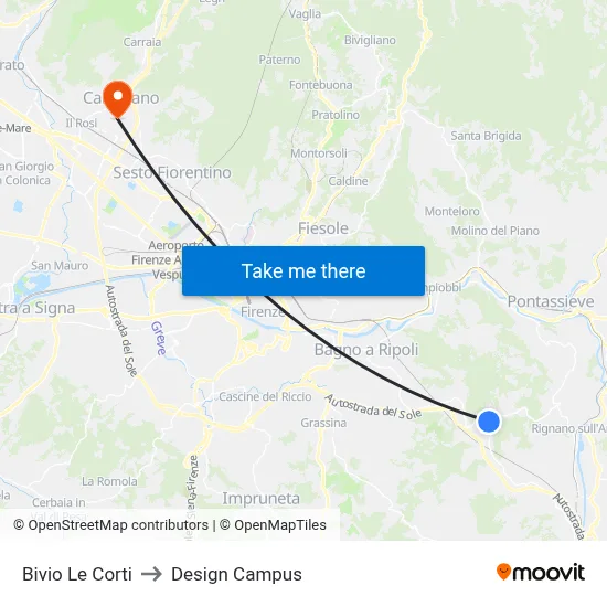 Le Corti Junction to Design Campus map