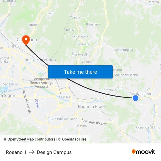 Rosano 1 to Design Campus map