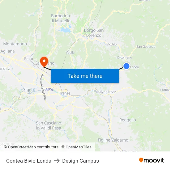 Contea Londa Junction to Design Campus map