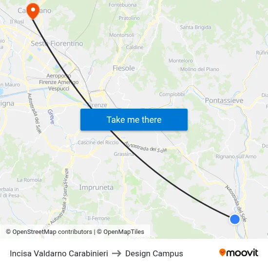 Incisa Valdarno Carabinieri to Design Campus map