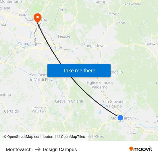 Montevarchi to Design Campus map