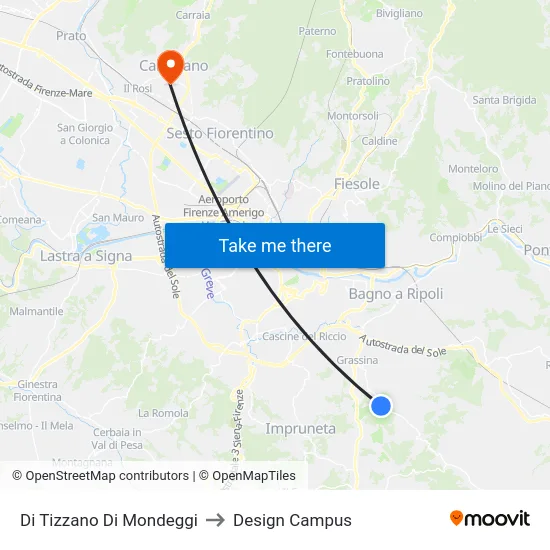 Di Tizzano Di Mondeggi to Design Campus map