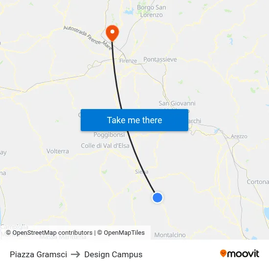 Gramsci Square to Design Campus map