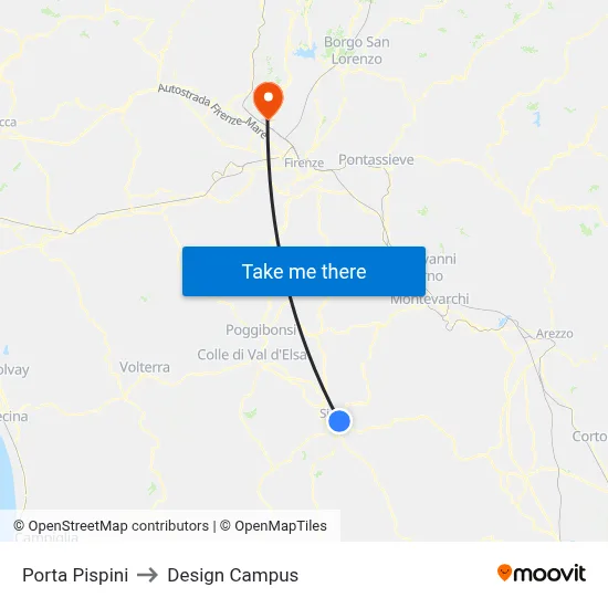 Porta Pispini to Design Campus map