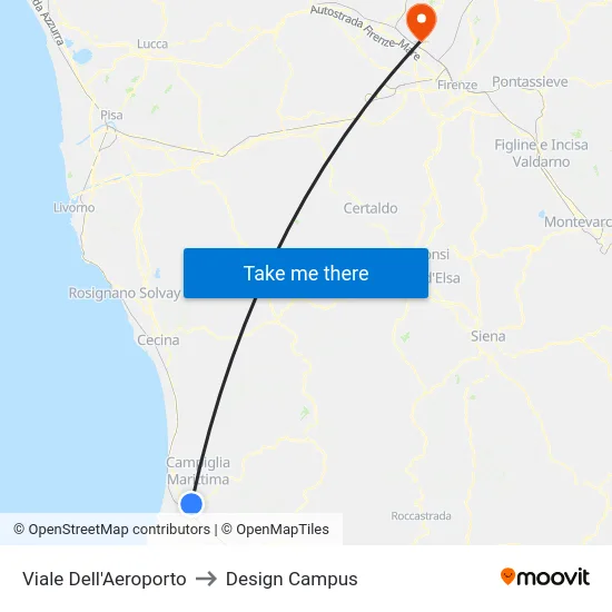 Viale Dell'Aeroporto to Design Campus map