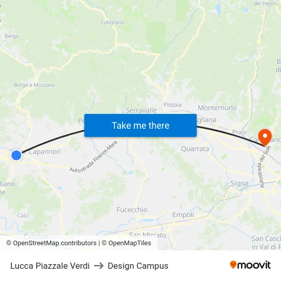 Lucca Piazzale Verdi to Design Campus map