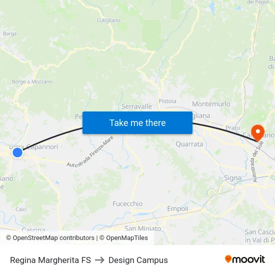 Regina Margherita FS to Design Campus map