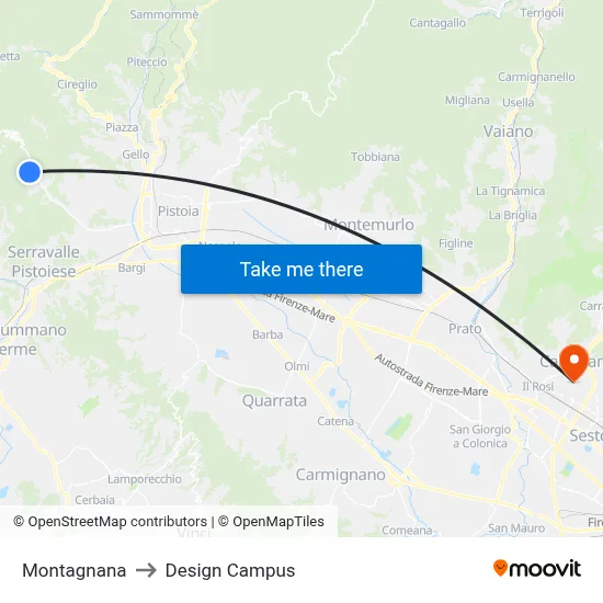 Montagnana to Design Campus map