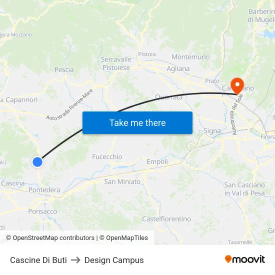 Cascine Di Buti to Design Campus map