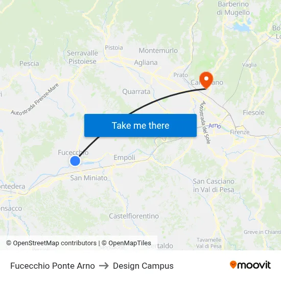 Fucecchio Arno Bridge to Design Campus map