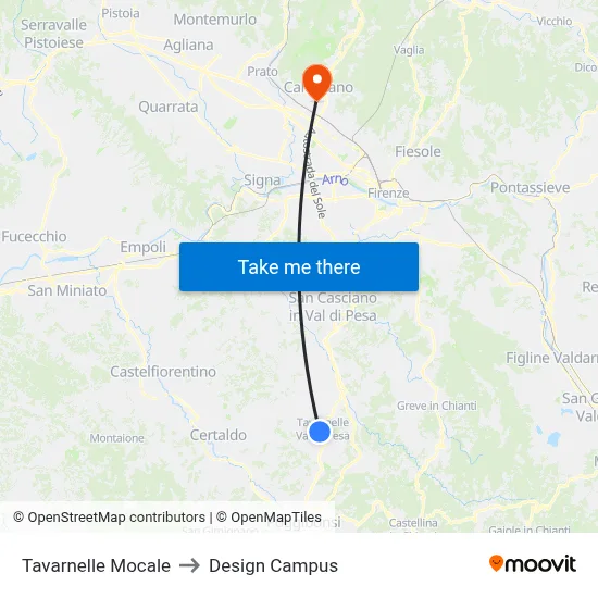 Tavarnelle Mocale to Design Campus map