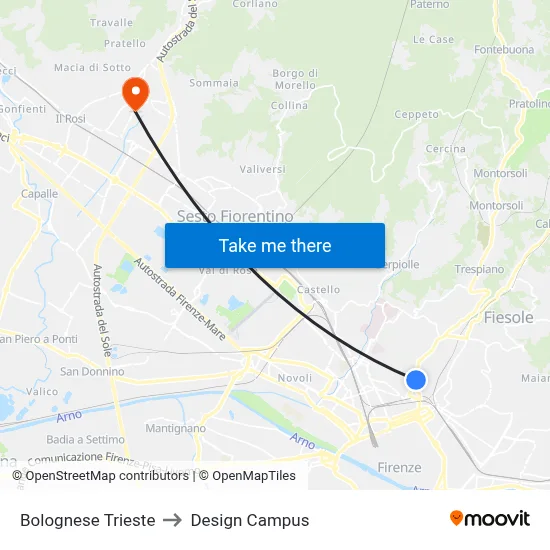 Bolognese Trieste to Design Campus map