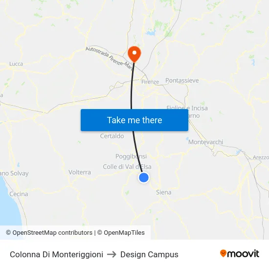 Colonna Di Monteriggioni to Design Campus map