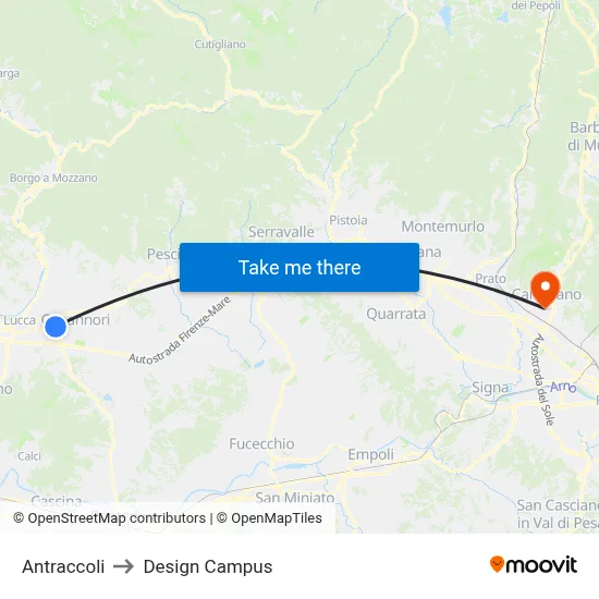 Antraccoli to Design Campus map