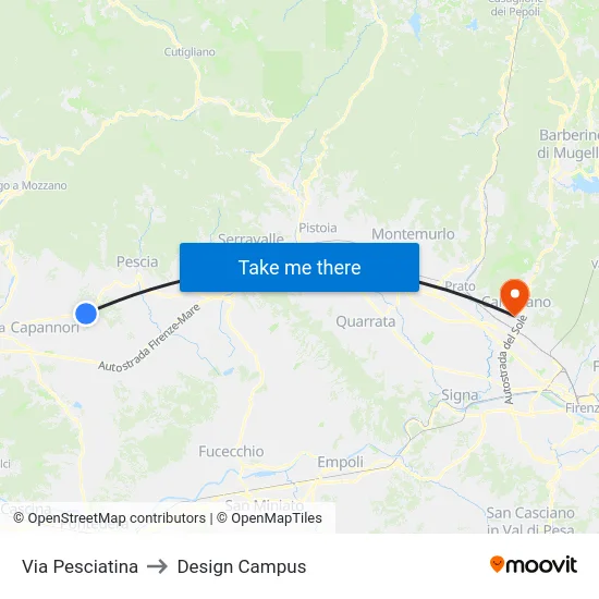 Via Pesciatina to Design Campus map