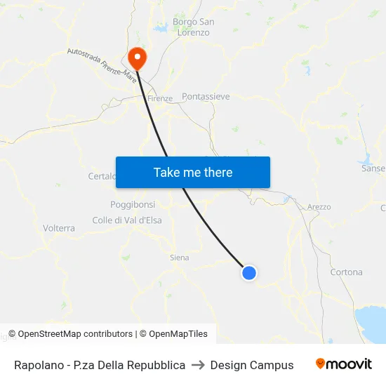 Rapolano - Republic Square to Design Campus map