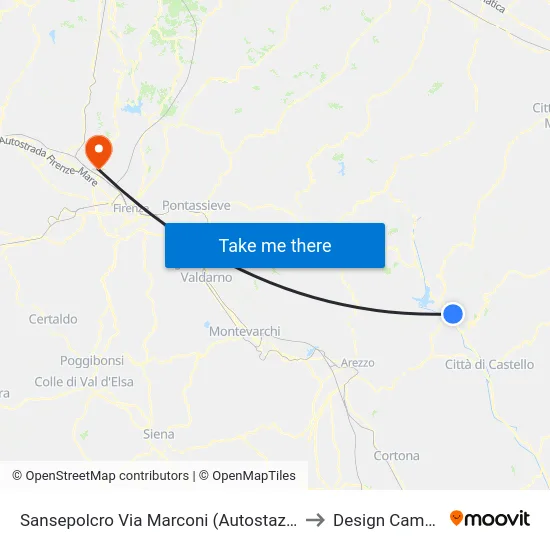Sansepolcro Via Marconi (Autostazione) to Design Campus map