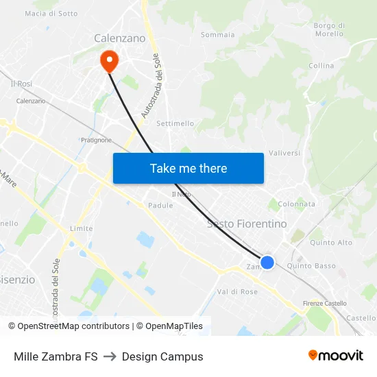 Mille Zambra Station to Design Campus map