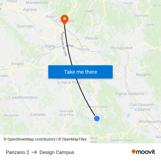 Panzano 2 to Design Campus map
