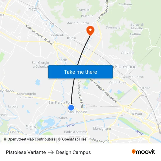 Pistoiese Variant to Design Campus map
