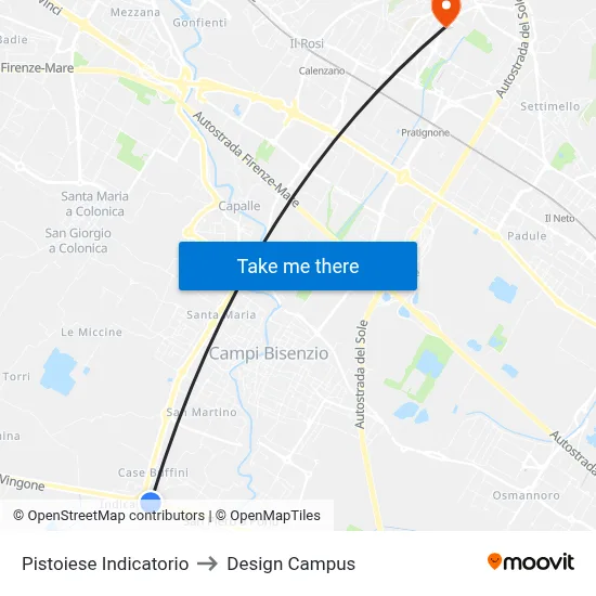 Pistoiese Indicatorio to Design Campus map