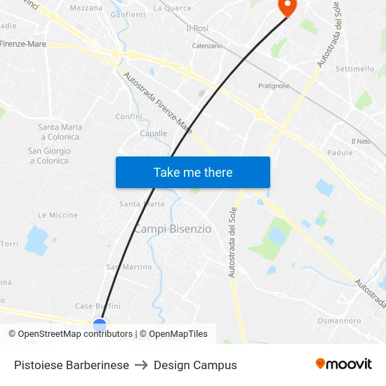 Pistoiese Barberinese to Design Campus map