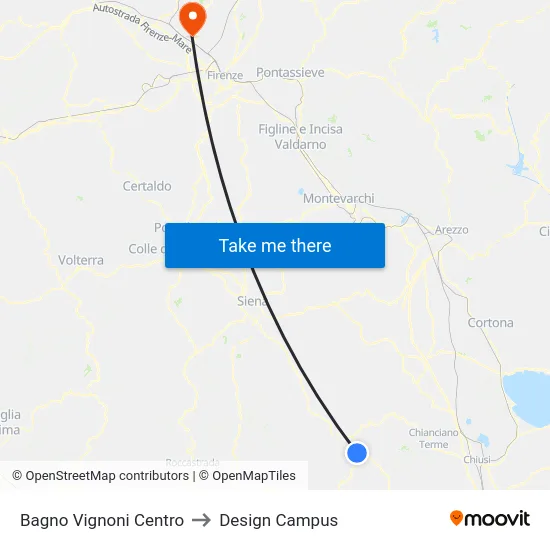 Bagno Vignoni Centro to Design Campus map