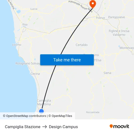 Campiglia Stazione to Design Campus map