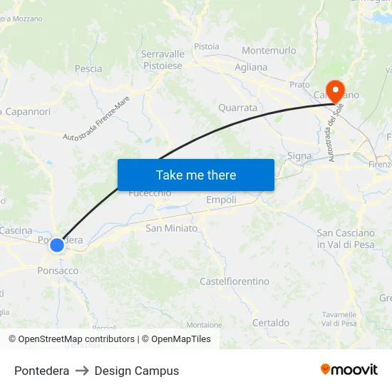 Pontedera to Design Campus map