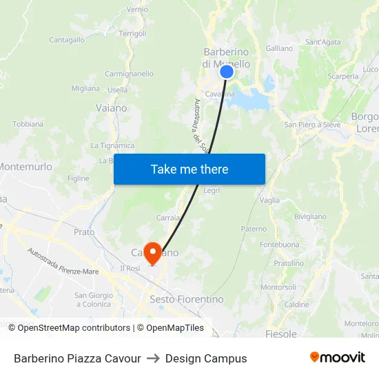 Barberino Piazza Cavour to Design Campus map