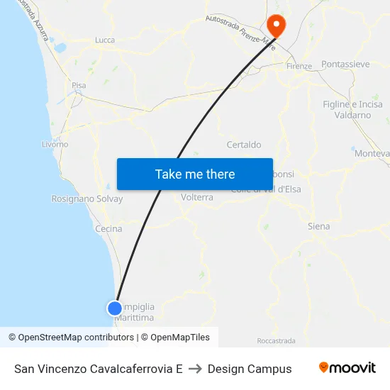 San Vincenzo Railway Bridge East to Design Campus map