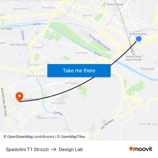 Spadolini T1 Strozzi to Design Lab map