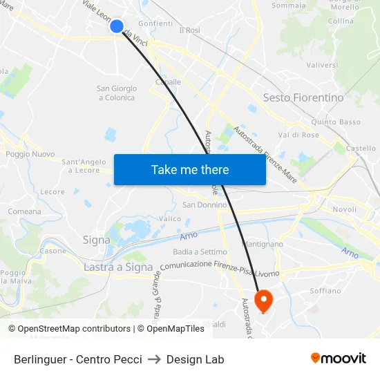 Berlinguer - Pecci Center to Design Lab map