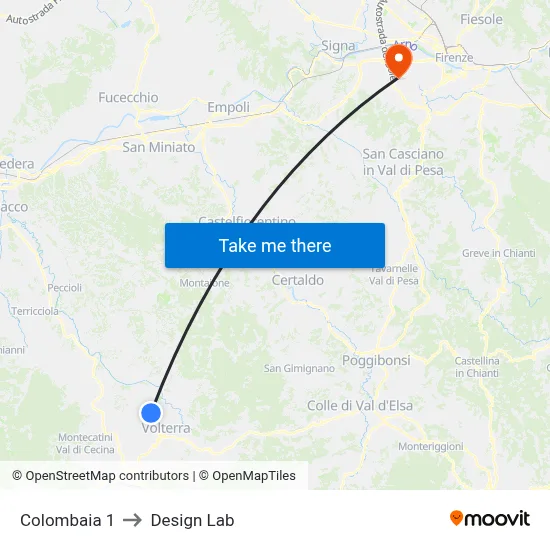 Colombaia 1 to Design Lab map