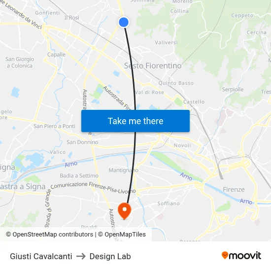 Giusti Cavalcanti to Design Lab map